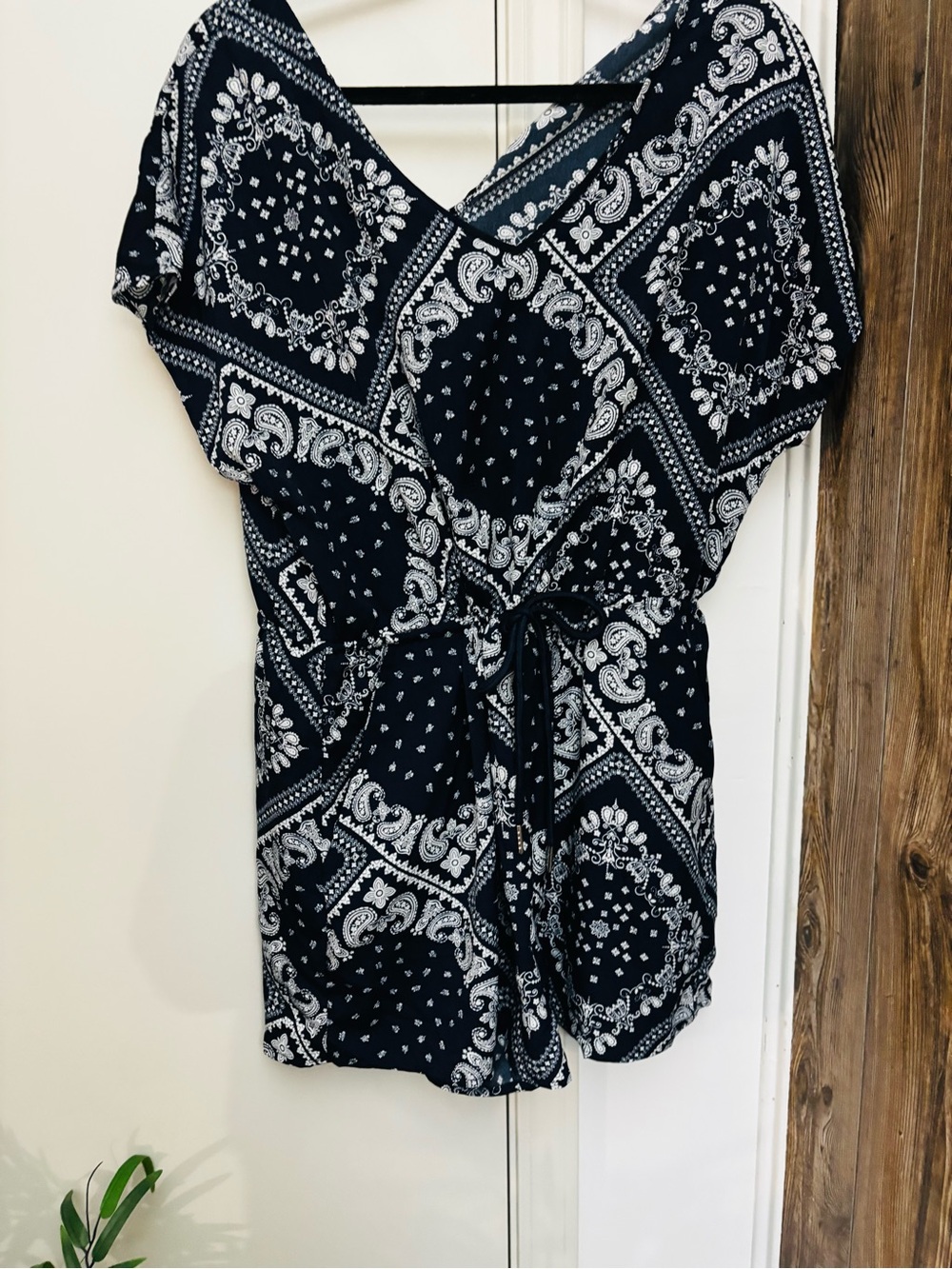 Women's navy Paisley romper